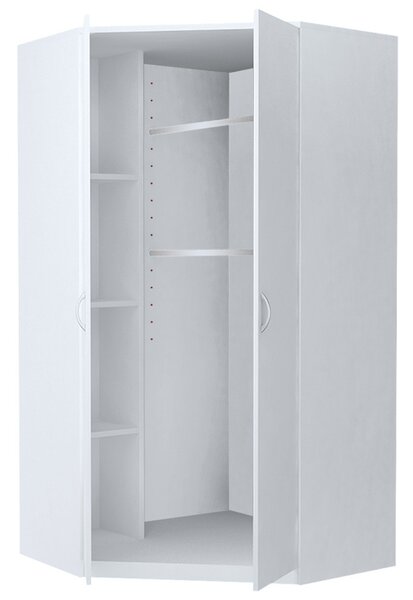 Rohová šatníková skriňa ZORICA - šírka 106 cm, biela