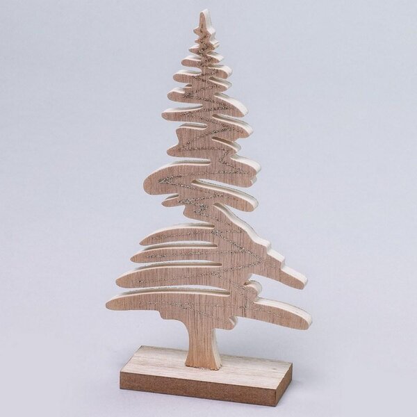 Vianočný drevený strom natural 19x10,5x4cm
