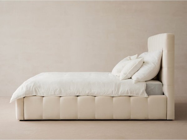 Béžová čalúnená dvojlôžková posteľ s úložným priestorom s roštom 200x200 cm Bali – Cosmopolitan Design