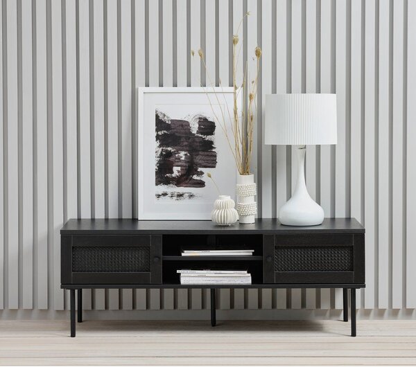 Čierny TV stolík v dekore duba 120x43 cm Pensacola – Unique Furniture