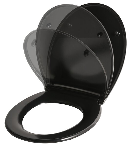 WC doska s pomalým sklápaním čierna duroplast lesklá 45 x 37 cm ľahko odnímateľná kúpeľňové doplnky tradičný štýl kúpeľňa toaleta