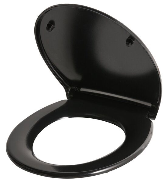 WC doska s pomalým sklápaním čierna duroplast lesklá 45 x 37 cm ľahko odnímateľná kúpeľňové doplnky tradičný štýl kúpeľňa toaleta