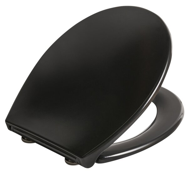 WC doska s pomalým sklápaním čierna duroplast lesklá 45 x 37 cm ľahko odnímateľná kúpeľňové doplnky tradičný štýl kúpeľňa toaleta