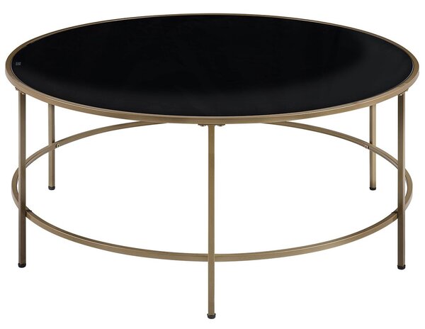 Konferenčný stolík čierna zlatá sklo syntetický materiál kov 88 cm okrúhly tvar moderný glamour štýl obývacia izba