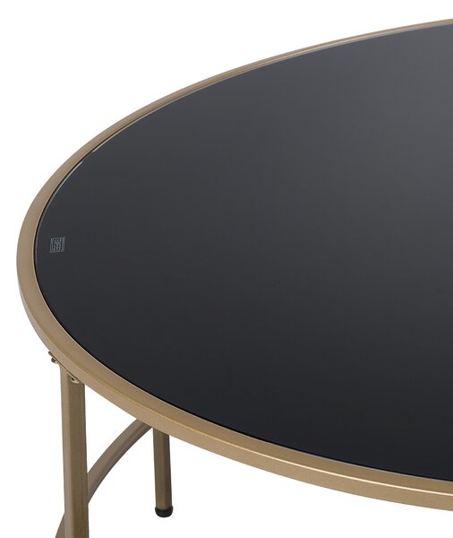 Konferenčný stolík čierna zlatá sklo syntetický materiál kov 88 cm okrúhly tvar moderný glamour štýl obývacia izba