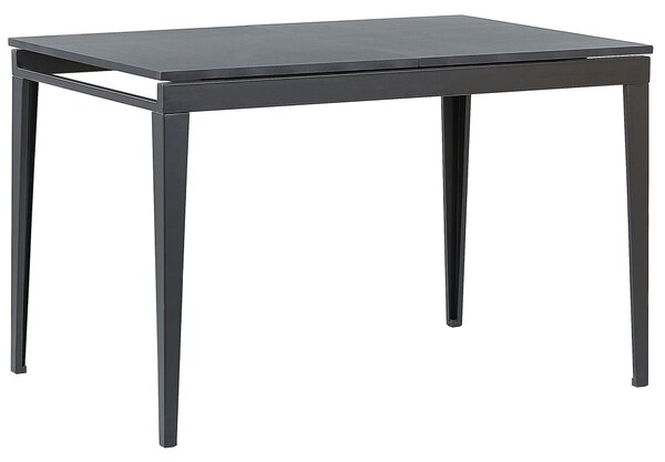 Rozkladací jedálenský stôl čierna MDF oceľ práškové lakovanie 120/160 x 80 cm obdĺžnikový tvar pre 6 osôb moderný štýl kuchyňa jedáleň