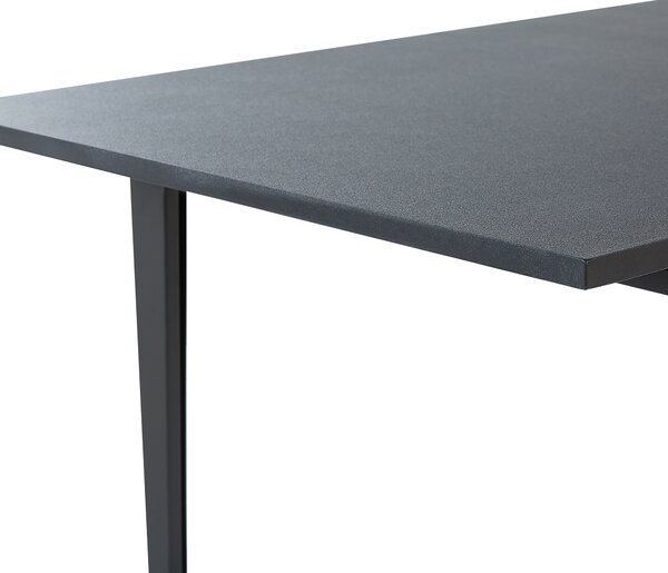 Rozkladací jedálenský stôl čierna MDF oceľ práškové lakovanie 120/160 x 80 cm obdĺžnikový tvar pre 6 osôb moderný štýl kuchyňa jedáleň