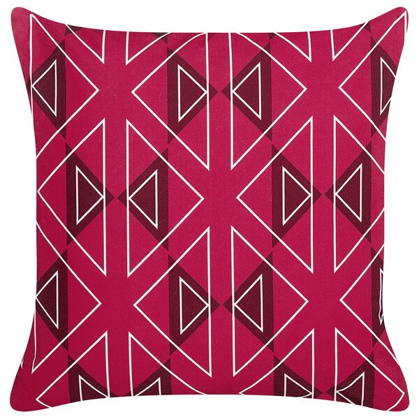 Sada 2 záhradných vankúšov ružová polyester geometrický vzor 45 x 45 cm štvorcová moderný štýl vonkajšia terasa vodoodolná