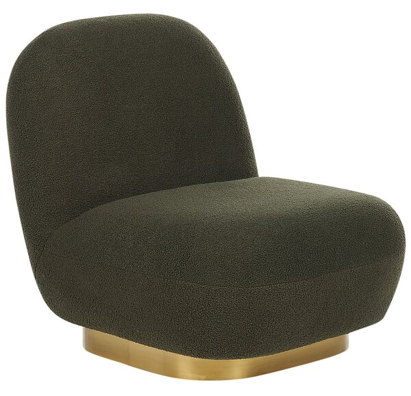 Kreslo zelené buklé čalúnenie zlatý podstavec súčasný glamour art deco dizajn