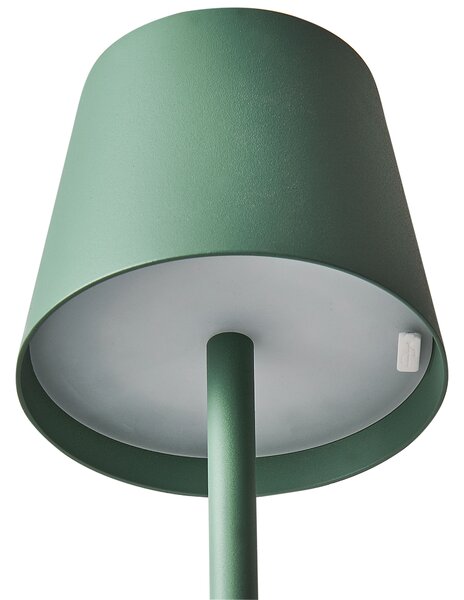 Stolná lampa zelená hliníková s dotykovým vypínačom nabíjanie cez USB kábel bezdrôtová moderný štýl interiér exteriér