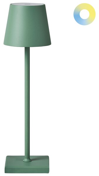 Stolná lampa zelená hliníková s dotykovým vypínačom nabíjanie cez USB kábel bezdrôtová moderný štýl interiér exteriér