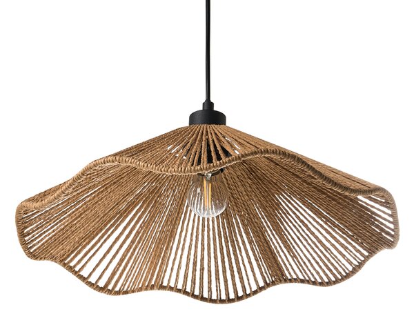 Závesná lampa prírodná papierové tienidlo kovová základňa ručná výroba boho rustikálny štýl kuchyňa jedáleň