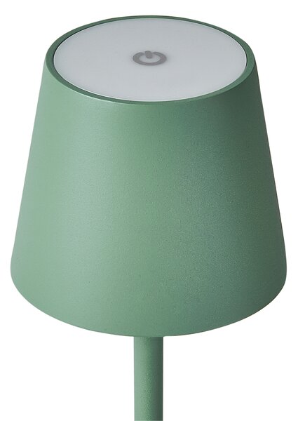 Stolná lampa zelená hliníková s dotykovým vypínačom nabíjanie cez USB kábel bezdrôtová moderný štýl interiér exteriér