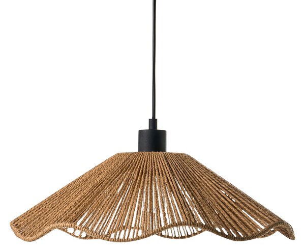 Závesná lampa prírodná papierové tienidlo kovová základňa ručná výroba boho rustikálny štýl kuchyňa jedáleň