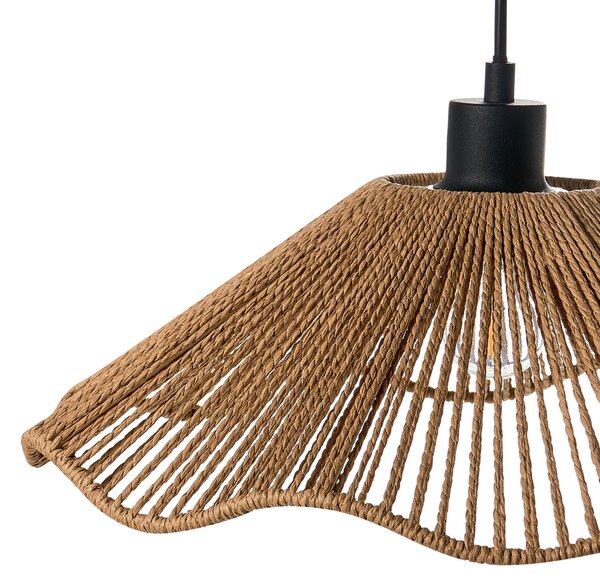 Závesná lampa prírodná papierové tienidlo kovová základňa ručná výroba boho rustikálny štýl kuchyňa jedáleň