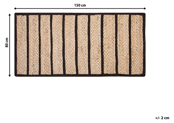 Koberec béžová čierna juta bavlna 80 x 150 cm krátky vlas pruhovaný strojovo tkaný obdĺžnikový