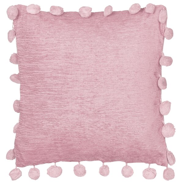 Sada 2 dekoratívnych vankúšov ružová polyester 45 x 45 cm bez vzoru s brmbolcami ručne vyrobené moderný štýl doplnky
