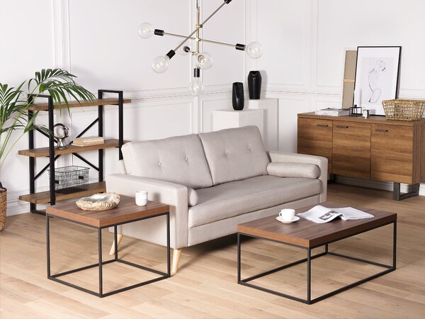 Konferenčný stolík tmavé drevo čierne kovové nohy 100 x 60 cm obdĺžnikový industriálny glamour dizajn