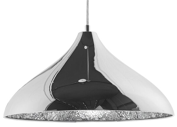 Závesná lampa strieborná kovová tienidlo s efektom popraskaného skla moderný dizajn