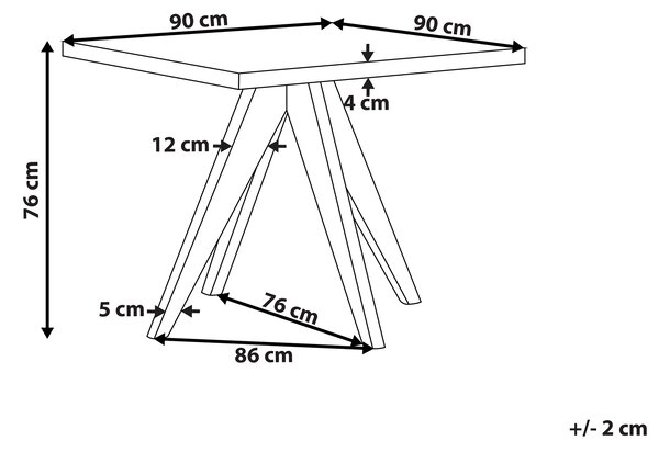 Záhradný jedálenský stôl sivá svetlé drevo betónová vrchná doska 90 x 90 cm štvorcový pre 4 osoby moderný štýl interiér exteriér