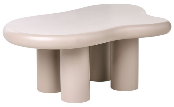 Konferenčný stolík sivobéžový MDF materiál 100 x 70 cm oválna stolová doska obývacia izba moderný minimalistický štýl