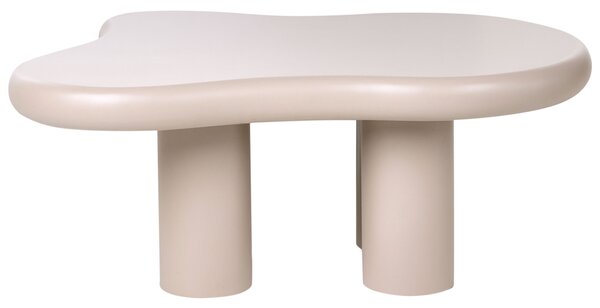 Konferenčný stolík sivobéžový MDF materiál 100 x 70 cm oválna stolová doska obývacia izba moderný minimalistický štýl