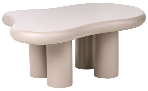 Konferenčný stolík sivobéžový MDF materiál 100 x 70 cm oválna stolová doska obývacia izba moderný minimalistický štýl