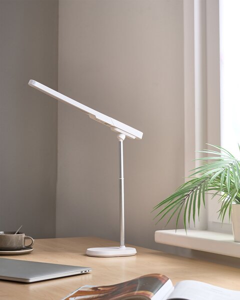 Stolná LED lampa biela syntetický materiál multifunkčná 3 režimy teploty svetla so stmievačom odnímateľná nastaviteľná kancelária