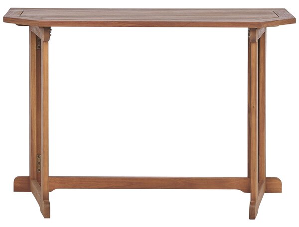 Rohová balkónová lavica so stolíkom svetlé akáciové drevo 160 x 100 cm skladací stolík odolný vonkajší nábytok