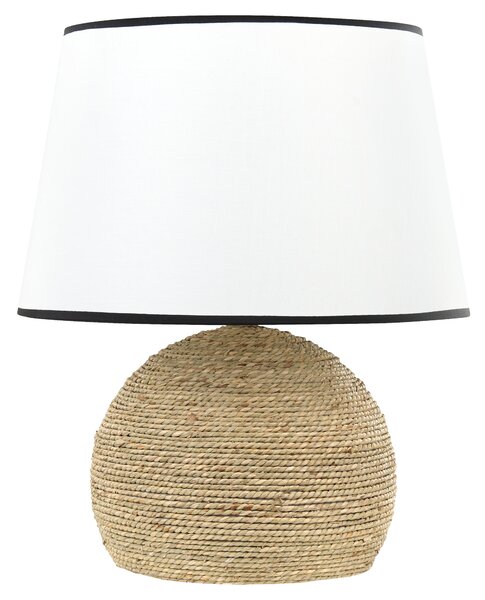 Stolná lampa biela prírodná pletený lanový podstavec 46 cm látkové tienidlo moderný štýl obývačka spálňa