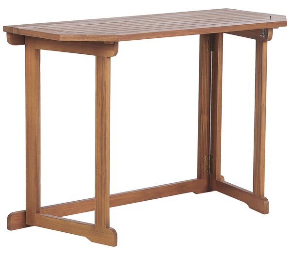 Rohová balkónová lavica so stolíkom svetlé akáciové drevo 160 x 100 cm skladací stolík odolný vonkajší nábytok