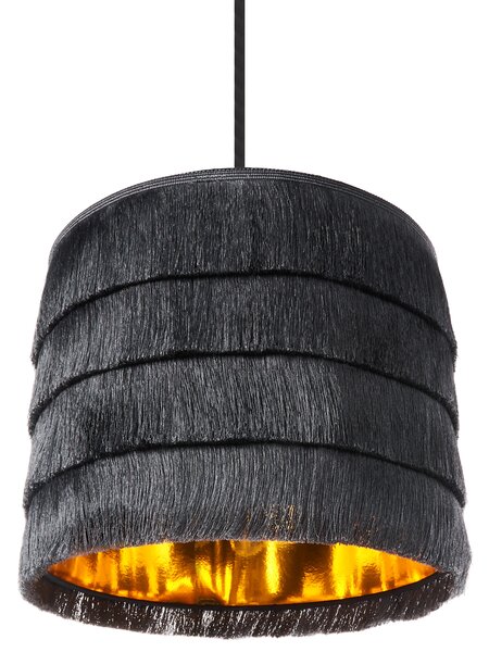 Závesná lampa čierna polyester látkové tienidlo so strapcami osvetlenie moderný štýl obývacia izba