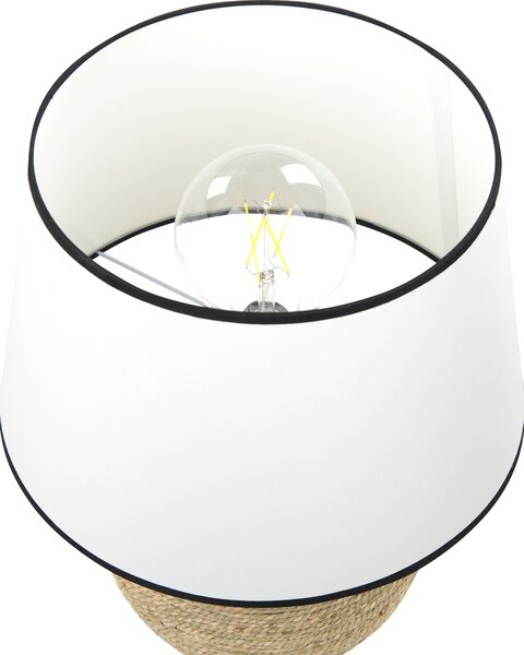 Stolná lampa biela prírodná pletený lanový podstavec 46 cm látkové tienidlo moderný štýl obývačka spálňa