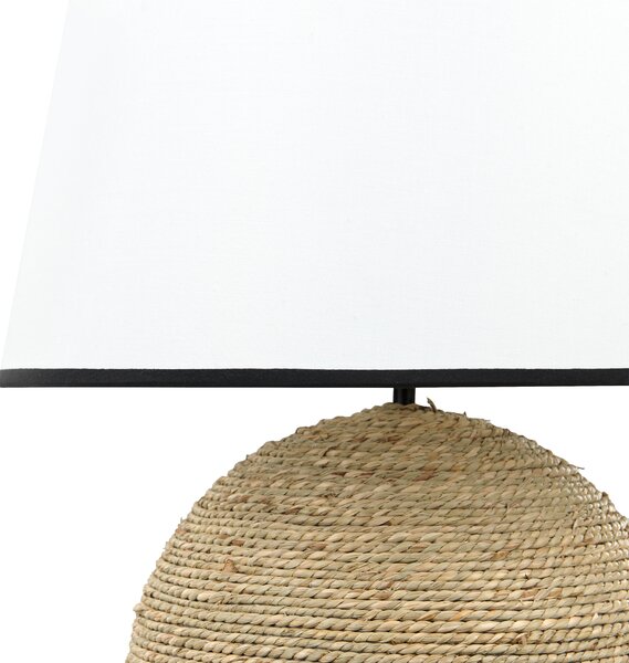 Stolná lampa biela prírodná pletený lanový podstavec 46 cm látkové tienidlo moderný štýl obývačka spálňa