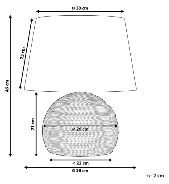 Stolná lampa biela prírodná pletený lanový podstavec 46 cm látkové tienidlo moderný štýl obývačka spálňa