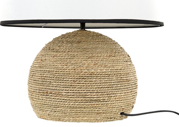 Stolná lampa biela prírodná pletený lanový podstavec 46 cm látkové tienidlo moderný štýl obývačka spálňa