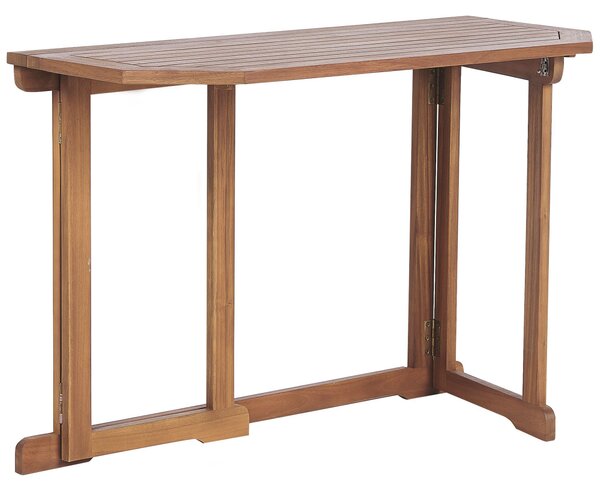 Rohová balkónová lavica so stolíkom svetlé akáciové drevo 160 x 100 cm skladací stolík odolný vonkajší nábytok