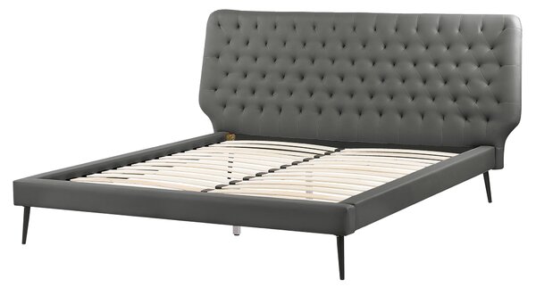 Spálňová zostava nábytku sivá umelá koža 160 x 200 cm posteľ lavička 2 nočné stolíky moderný dizajn