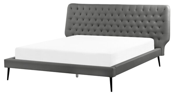 Spálňová zostava nábytku sivá umelá koža 160 x 200 cm posteľ lavička 2 nočné stolíky moderný dizajn
