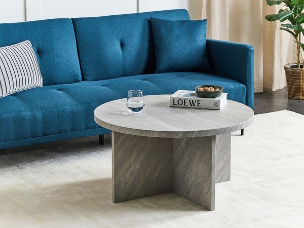 Okrúhly konferenčný stolík sivý imitácia kameňa MDF 80 x 42 cm klasický moderný dizajn