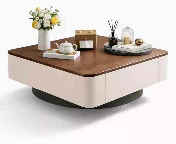 LuxuryForm DESIGN Konferenčný stolík MODENA 80 × 80 cm – hnedý, béžový