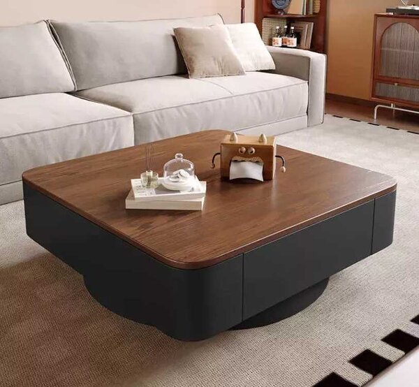 LuxuryForm DESIGN Konferenčný stolík MODENA 80 × 80 cm – hnedý, čierny
