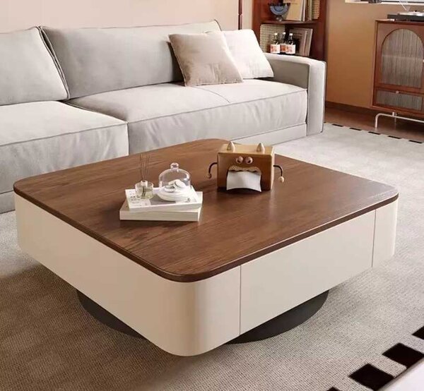 LuxuryForm DESIGN Konferenčný stolík MODENA 80 × 80 cm – hnedý, béžový