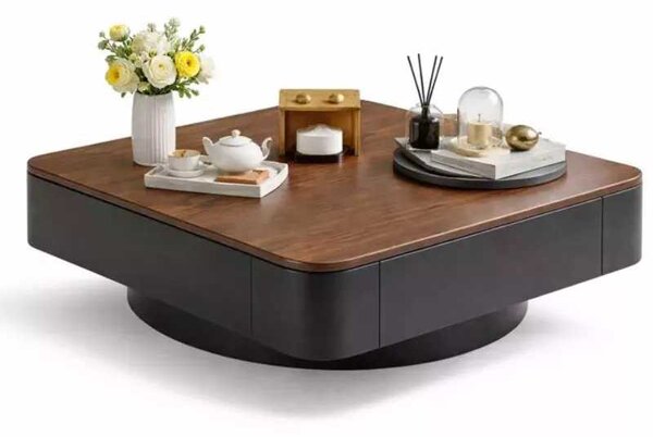 LuxuryForm DESIGN Konferenčný stolík MODENA 80 × 80 cm – hnedý, čierny