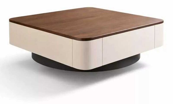 LuxuryForm DESIGN Konferenčný stolík MODENA 80 × 80 cm – hnedý, béžový