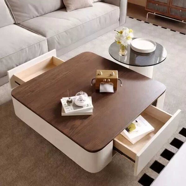 LuxuryForm DESIGN Konferenčný stolík MODENA 80 × 80 cm – hnedý, béžový