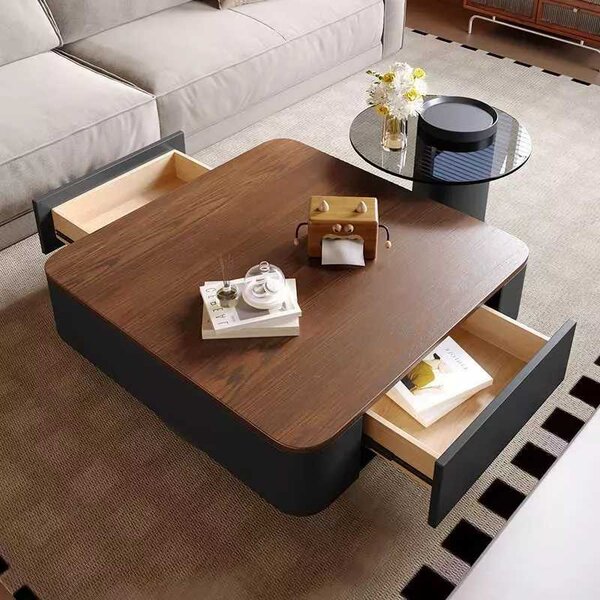 LuxuryForm DESIGN Konferenčný stolík MODENA 80 × 80 cm – hnedý, čierny