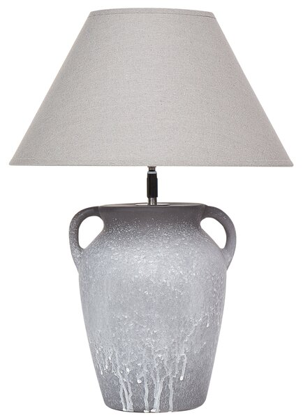Stolná lampa sivá keramická klasické nastaviteľné ľanové tienidlo minimalistický moderný dizajn obývačka spálňa