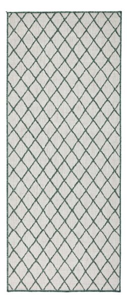 Zeleno-krémový vonkajší koberec NORTHRUGS Malaga, 80 x 250 cm