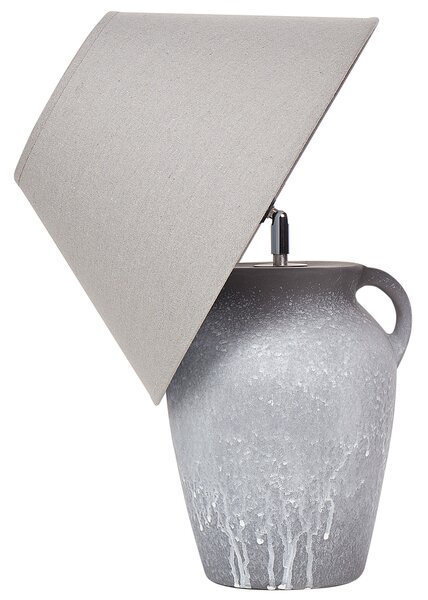 Stolná lampa sivá keramická klasické nastaviteľné ľanové tienidlo minimalistický moderný dizajn obývačka spálňa